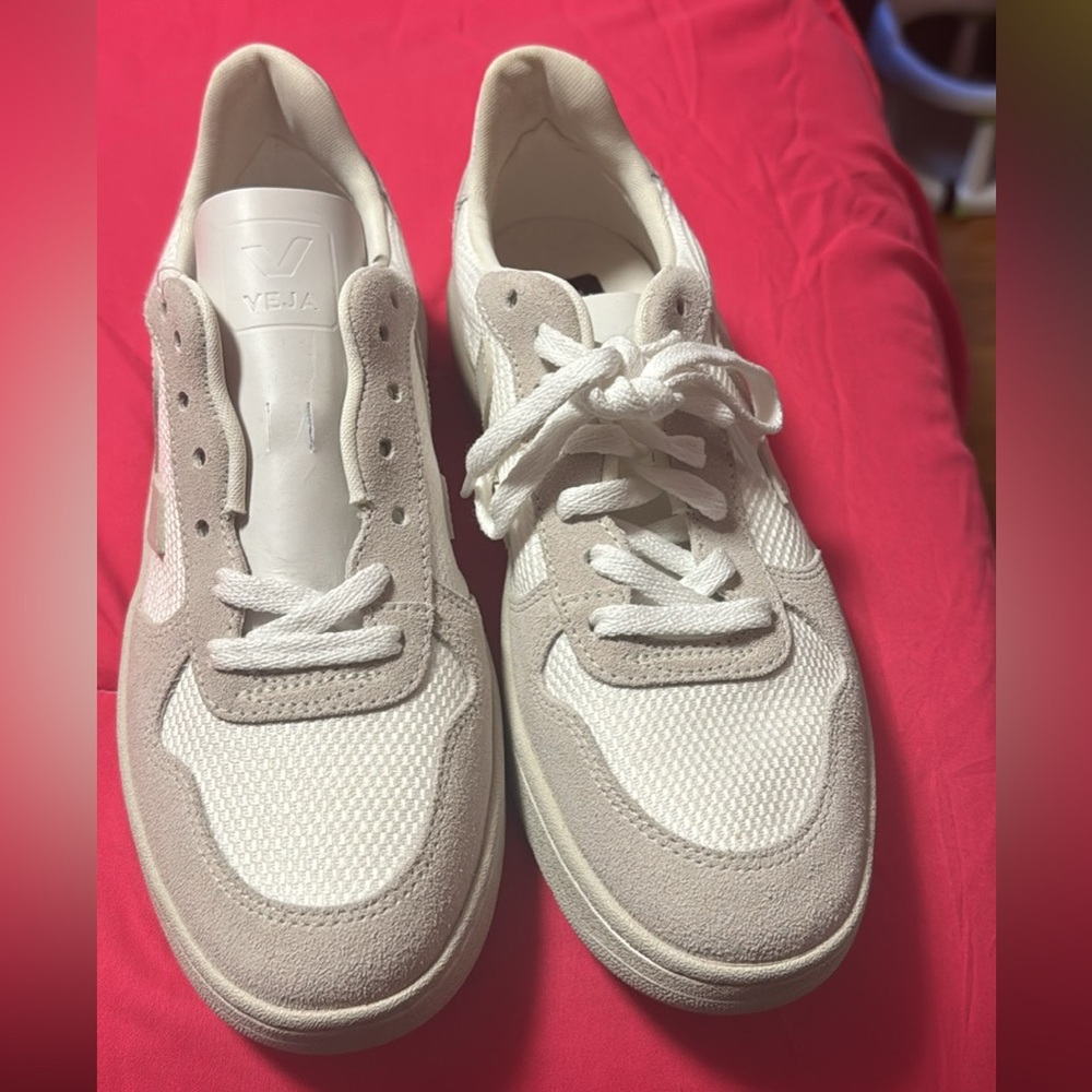 Veja White and Tan Sneakers
